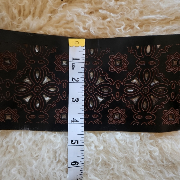 NWOT Western Brown Wide Leather Dbl Buckle Belt Sz ?